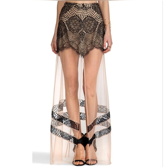 *SOLD OUT* For Love & Lemons Boho Antigua Maxi Skirt in Black | REVOLVE - Picture 3 of 4